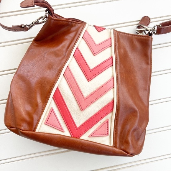 Miche Dee Brown Pink Crossbody Chevron Purse Bag. - Picture 3 of 12